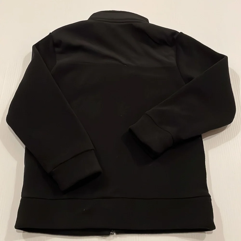 Old navy, black fleece and nylon full zip mock neck jacket, boys size 8